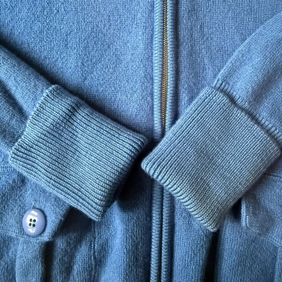 Stephanie Phillips Blue 100% Merino Wool Full-Zip Sweater Size 8 Classic Luxury - Picture 8 of 13